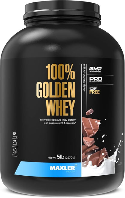Maxler 100% Golden Whey Protein - 22g Protein per Serving - Premium Whey Protein Powder for Pre