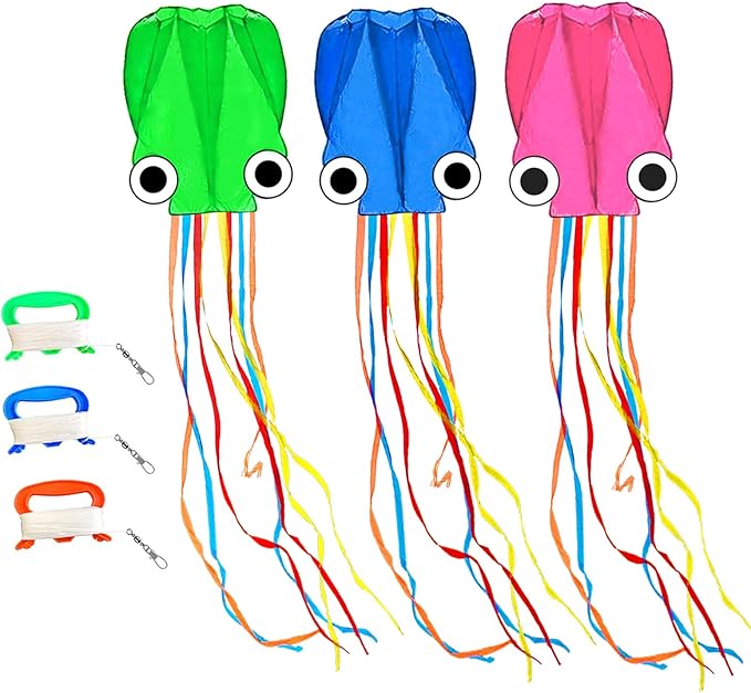 Octopus Kites for Kids & Adults Easy to Fly, 24”x 158” Large Soft Kite Kit for Boys and Girls