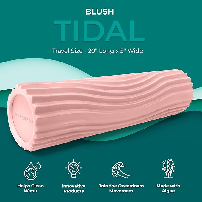 Oceanfoam Tidal Roller - Blush - Muscle Massage Foam Roller for Back Pain & Stretching - Firm and