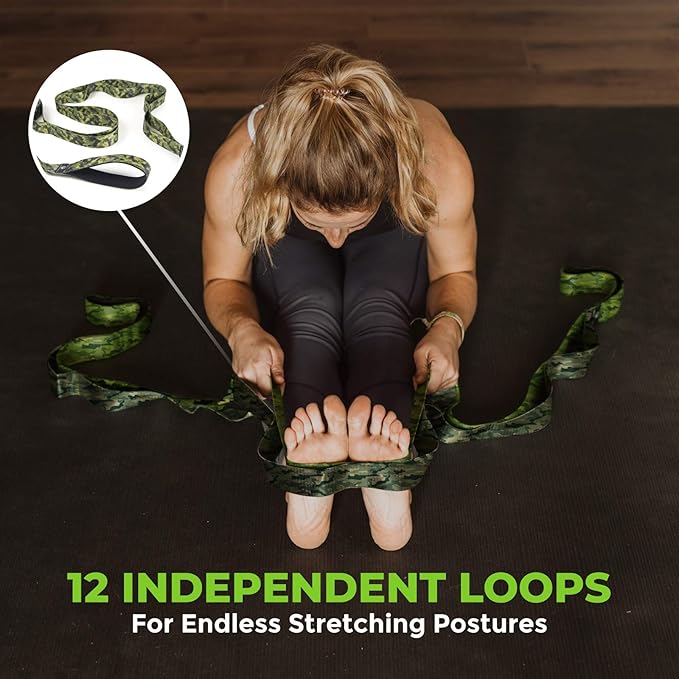 Gradient Fitness Stretching Strap for Physical Therapy, 12 Multi-Loop Stretch Strap 1.5" W x 8' L