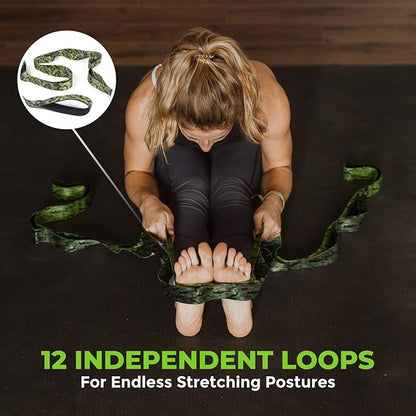Gradient Fitness Stretching Strap for Physical Therapy, 12 Multi-Loop Stretch Strap 1.5" W x 8' L