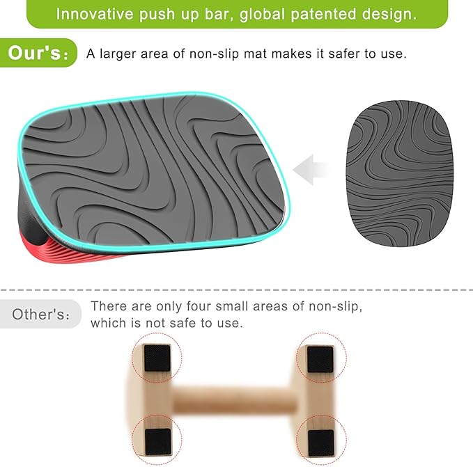 Kipika Push Up Bars, Pushup Stands, Anti-Slip Soft Plastic Push Up Handles, Bottom Anti-Slip Pad