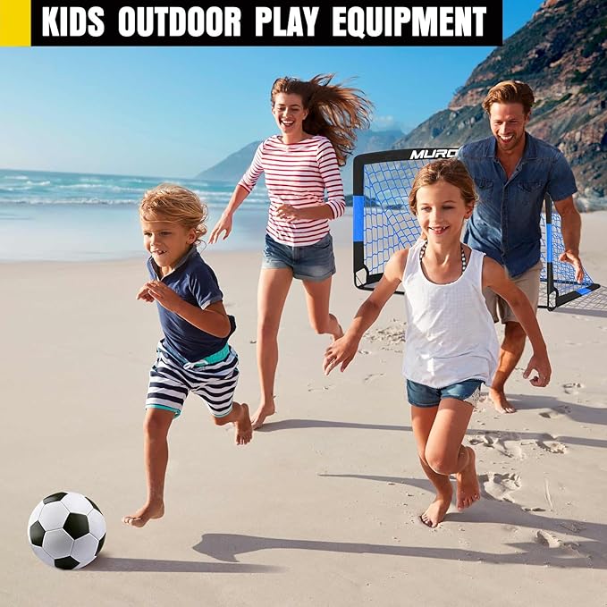 Soccer Goal, Kids Soccer Goals for Backyard Set, 2 Pack of Portable Pop Up Soccer Net with Soccer