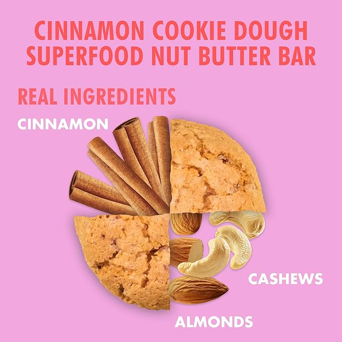 B.T.R. Nation Superfood Keto Protein Bars, Plant Based Vegan Protein - Cinnamon Cookie Dough ENERGY