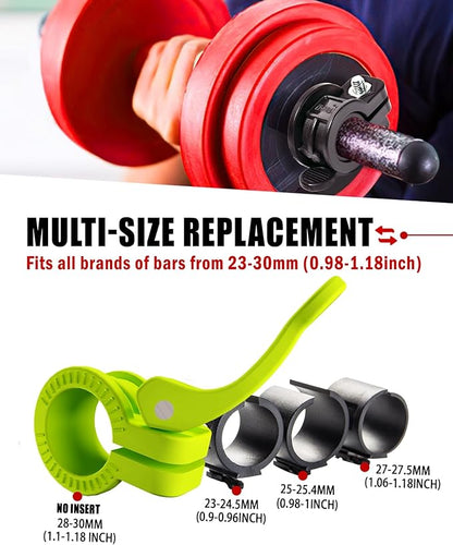 Narrow Barbell Clips 2.5cm Width for Olympic Bars, 0.9-1.18inch Adjustable Weight Clamps, Quick