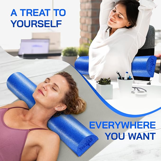 Yes4All Medium Firm Half Foam Rollers for Post-Workout Relaxation, 12/18/24/36 inch PE Foam Roll