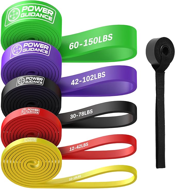 POWER GUIDANCE Resistance Bands, Set of 5 Pull Up Bands, Pull Up Assistance Bands, Exercise Bands