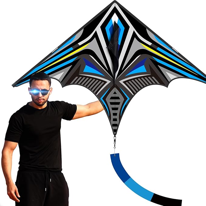 Delta Mecha Kite for Kids & Adults, Easy to Fly for Beginner, 55 x 36 Inches, Best Kites for Beach