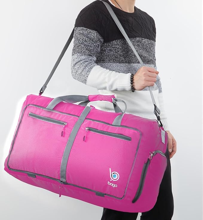 Bago Foldable Duffel Bags for Traveling Women & Men - 60L Medium Packable Duffle Bag for Travel