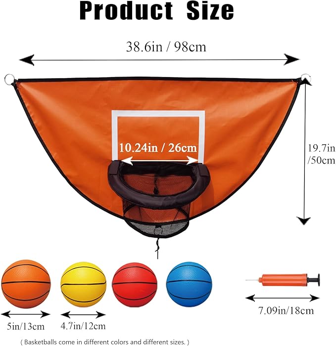 Trampoline Basketball Hoop, with Pump and 4 Mini Balls, Easy to Install, Universal Trampoline