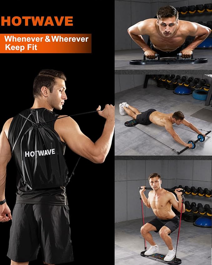 HOTWAVE Push Up Board Fitness, Portable Foldable 20 in 1 Push Up Bar at Home Gym, Pushup Handles
