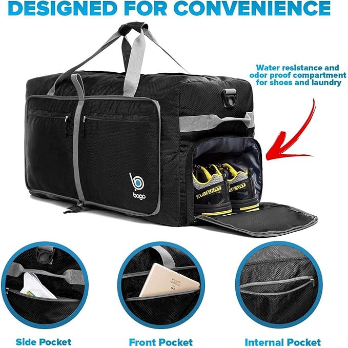 Bago Big XXL Foldable Duffel Bags for Traveling Women & Men - 140L Packable Duffle Bag for Travel