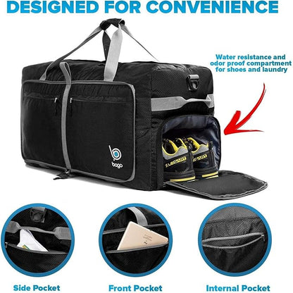 Bago Big XXL Foldable Duffel Bags for Traveling Women & Men - 140L Packable Duffle Bag for Travel