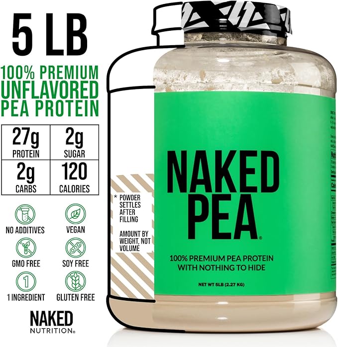 NAKED Pea - 5LB 100% Pea Protein Powder from North American Farms - Unflavored Vegan Pea Protein