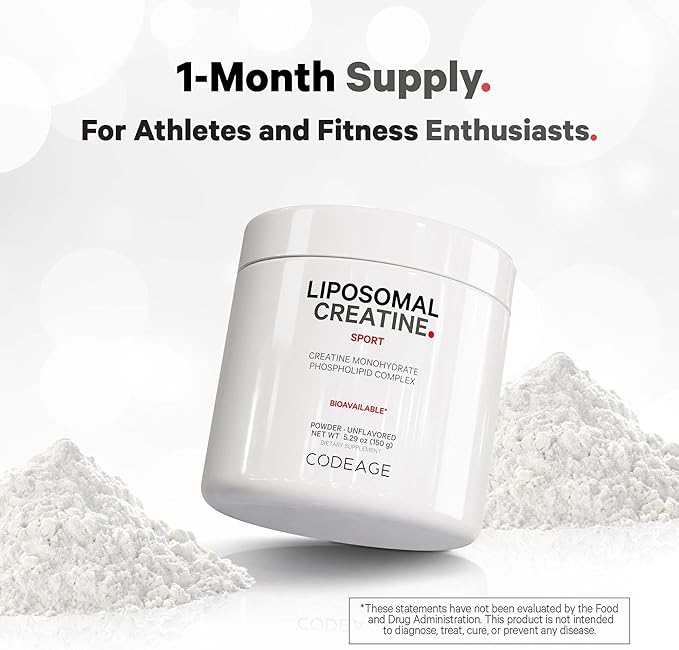 Codeage Liposomal Creatine Powder Supplement, Pure Creatine Monohydrate 5000mg, Pre Workout & Post