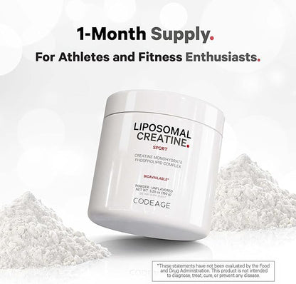 Codeage Liposomal Creatine Powder Supplement, Pure Creatine Monohydrate 5000mg, Pre Workout & Post