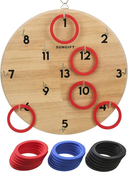 SUNGIFT Hook Ring Toss Game for Adults & Kids - Yard Hooky Ring Tossing Games - Hookie Wall Game