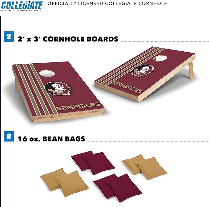 2' x 3' Solid Wood Cornhole Set with Direct Print HD Team Graphics – Great Gift for Any NCAA Fan!