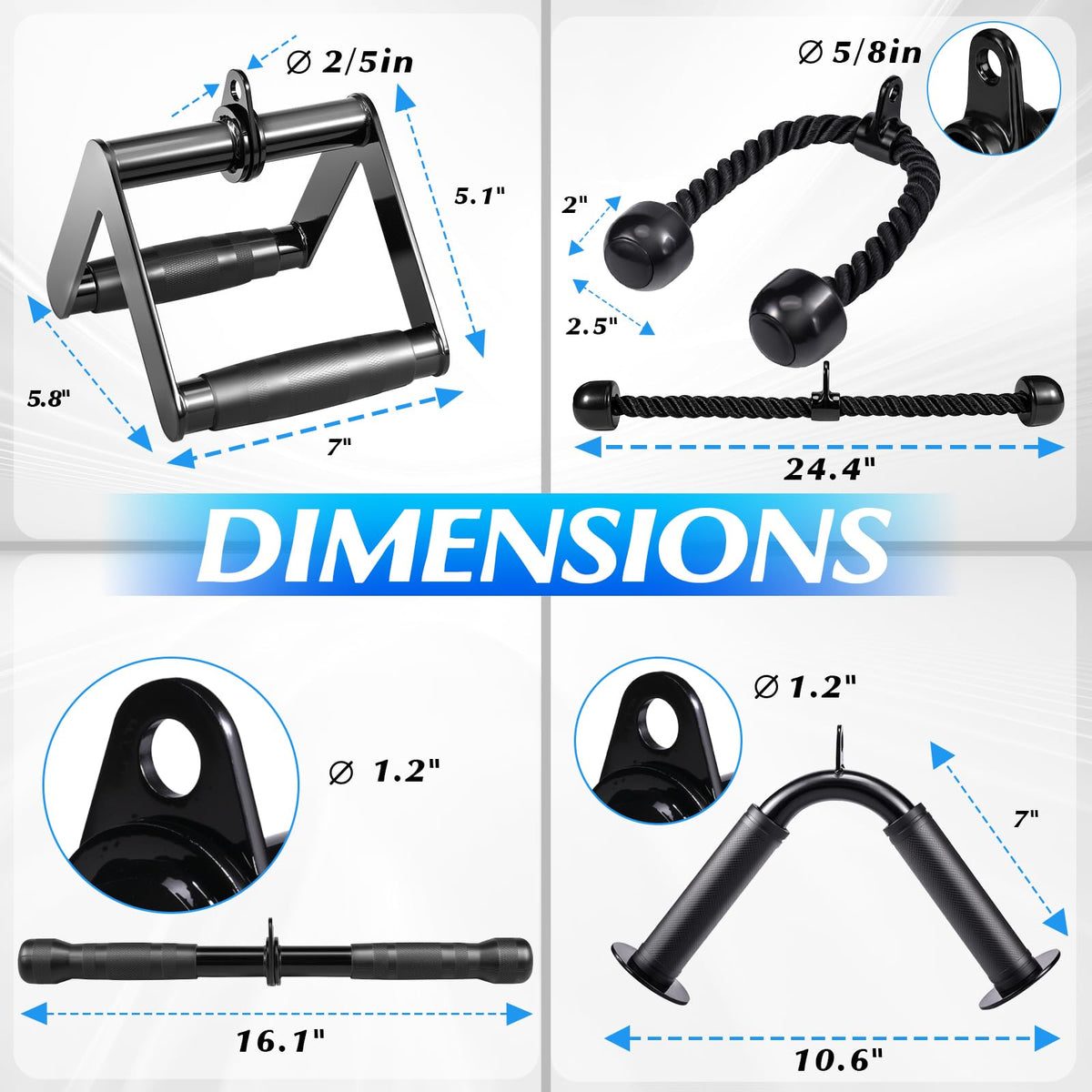 10-in-1 Cable Machine Attachments Set, LAT Pulldown Attachments Cable Accessories for Home Gym