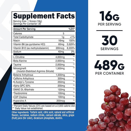 Nutricost Pre-X, Extreme Pre-Workout Powder Complex, Grape, 30 Servings, Vegetarian, Non-GMO and