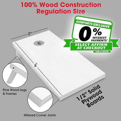 GoSports 4 ft x 2 ft Regulation Size Wooden Cornhole Boards Set - Includes Carrying Case and Over