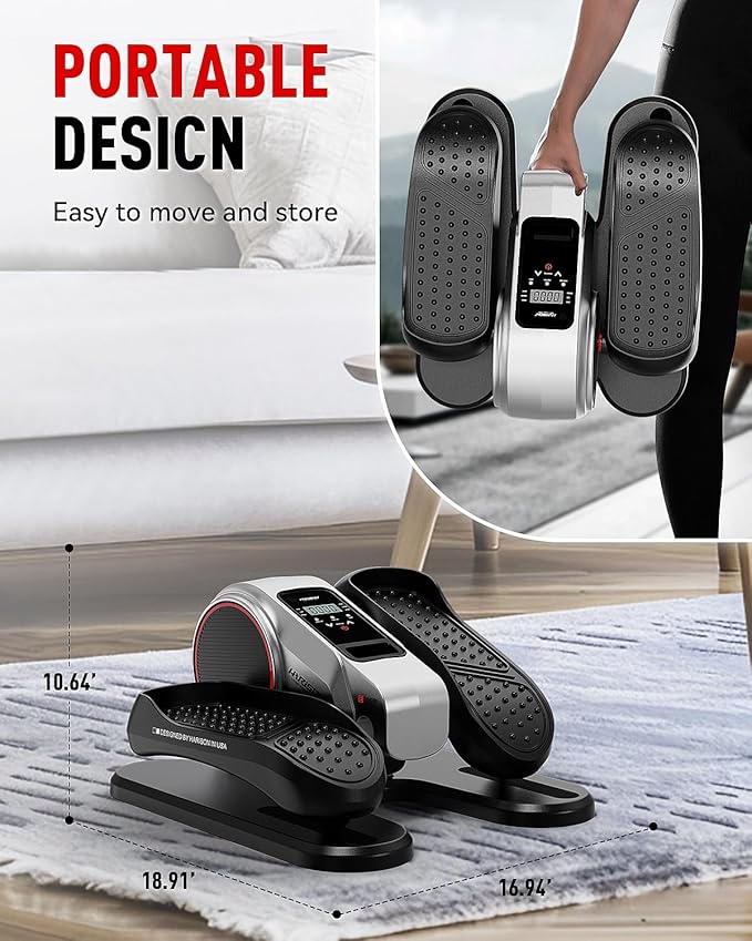 HARISON Under Desk Elliptical Machine for Seniors, Mini Elliptical with 12-Level Magnetic