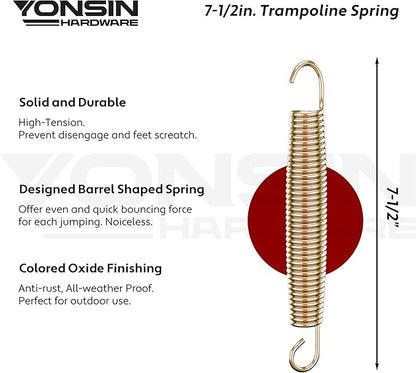 Trampoline Springs Heavy Duty with Swivel & Straight Hooks, Stainless Steel Trampoline Accessories