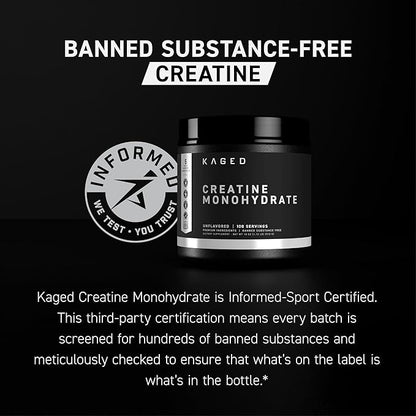 Kaged Creatine Monohydrate Micronized Powder | Unflavored | Muscle Building & Recovery | 5000 mg