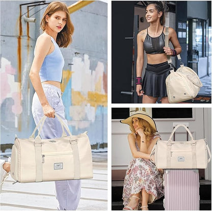 FIORETTO Womens Gym Tote Duffle Bag with Toiletry Bag, Sports Duffel Overnight Hospital Workout