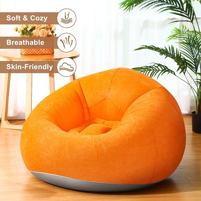 Realspring 6 Pcs Bean Bag Chairs for Adults Inflatable Chairs with Electric Air Pump,Blow up Couch
