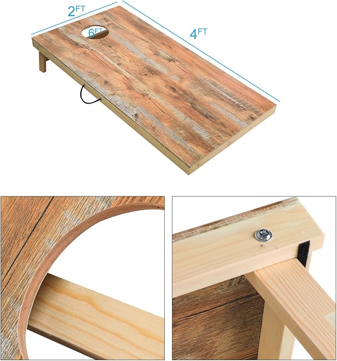 Solid Wood Premium Corn Hole Outdoor Game Set, 2 Regulation and Waterproof Cornhole Game Boards