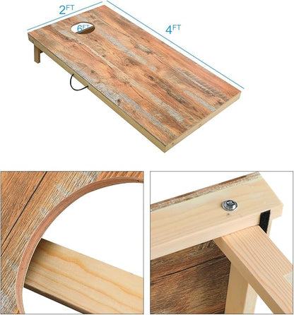 Solid Wood Premium Corn Hole Outdoor Game Set, 2 Regulation and Waterproof Cornhole Game Boards