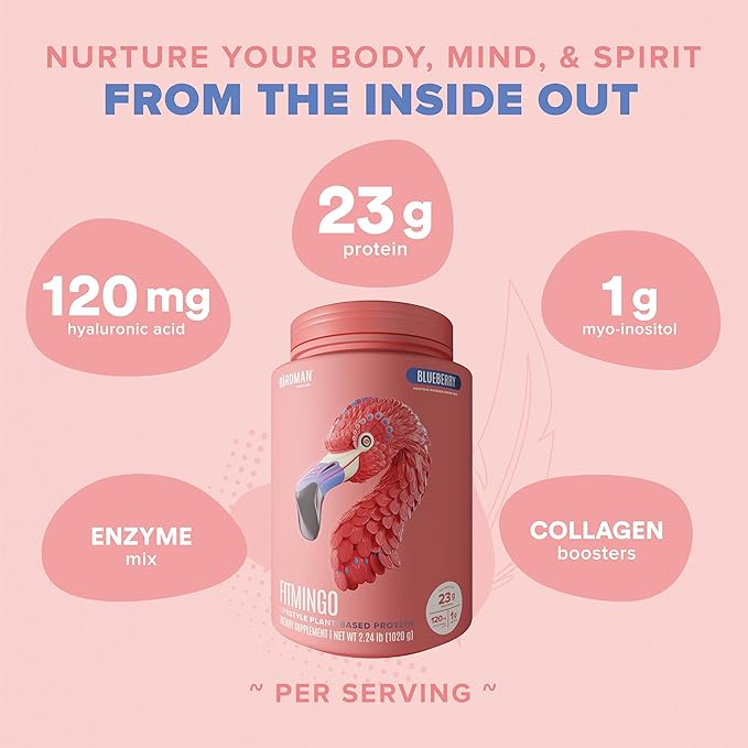 Fitmingo Vegan Protein Powder with Inositol, Collagen Boosters, Hyaluronic Acid and Vitamins | Low
