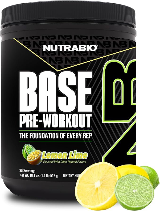 NutraBio Base Pre-Workout Powder 200mg Caffeine, Sustained Energy, Focus, Endurance, Pump, Sugar