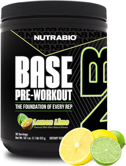 NutraBio Base Pre-Workout Powder 200mg Caffeine, Sustained Energy, Focus, Endurance, Pump, Sugar