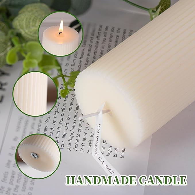 KONNI White Pillar Candles 2.4 x 7.9 inch Unscented Pillar Candle Bulk, Long Burning Candles