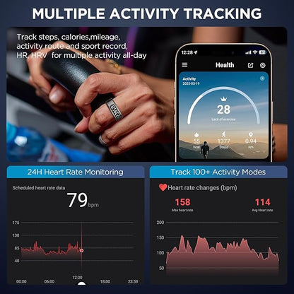 Smart Ring Health Tracker with Display Screen, Sleep Tracker with Heart Rate, Fitness Ring Step