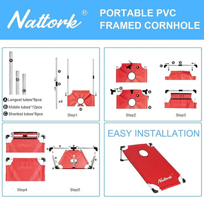 Portable Cornhole Set with 2 Collapsible Cornhole Boards, 8 Cornhole Bean Bags and Carrying Case