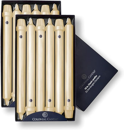 Colonial Candle Unscented Taper Candle, Classic Collection, Limoncello, 10 in, Pack of 12 - Up to 8