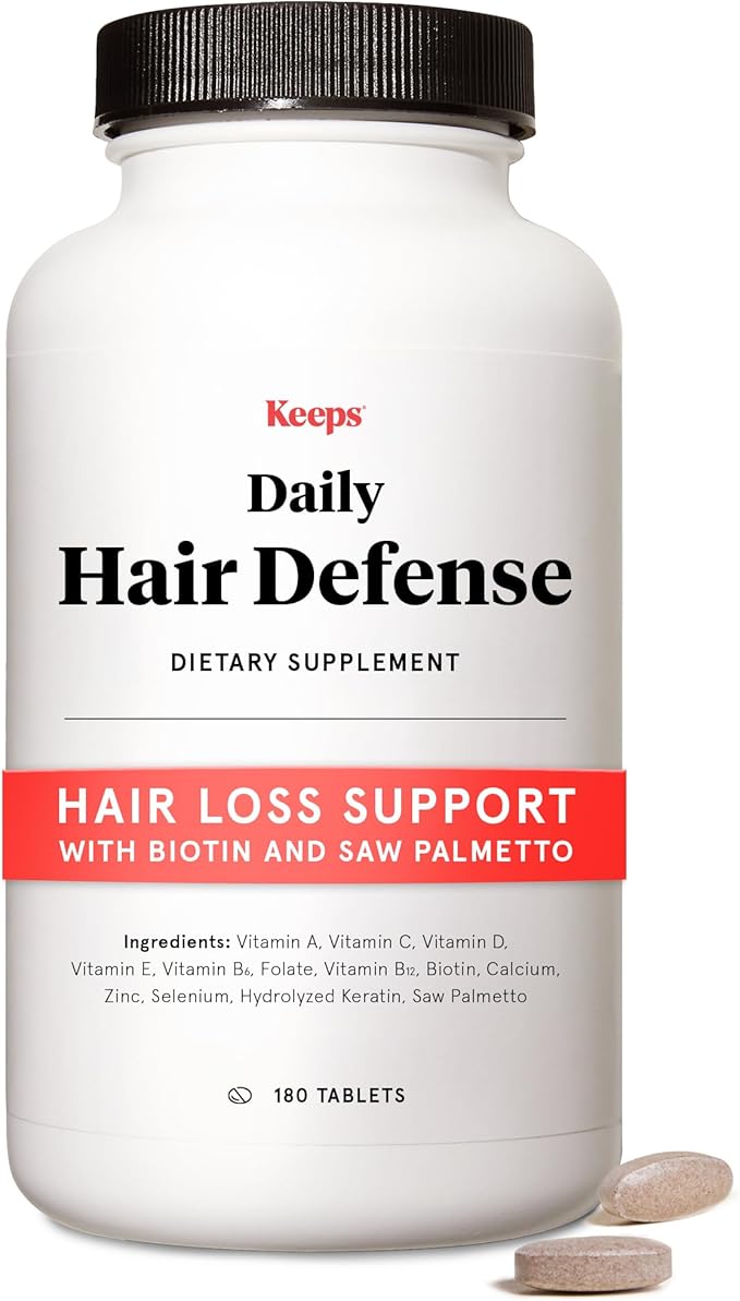 Keeps Daily Hair Supplement, 180 Tablets - Saw Palmetto Promotes Healthy Hair - Biotin, Vitamins A