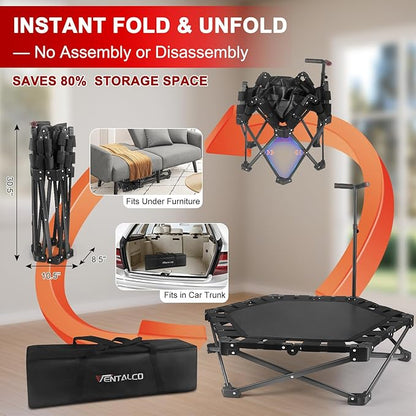 Foldable Mini Trampoline — One-Step Fold & Open, 42" Rebounder Trampoline for Adults & Kids, 450lbs