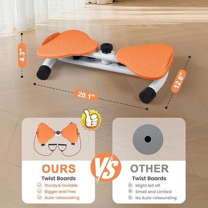 Waist Twister Machine, Ab Twister Board with Resistance Bands - 300 lbs Capacity Home Exercise
