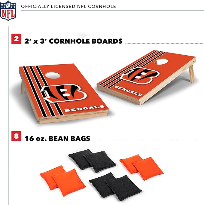 NFL 2' x 3' Solid Wood Cornhole Set with Direct Print HD Team Graphics – Great Gift for Any