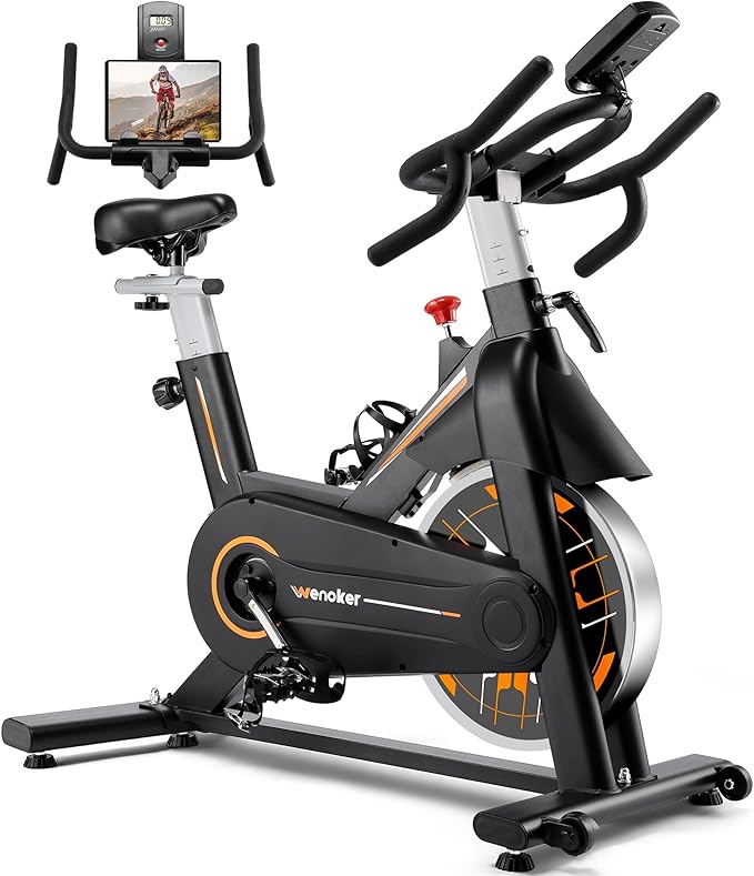 Exercise Bike, Wenoker Stationary Bike for Home, App Supported Indoor Bike with Silent Belt Drive