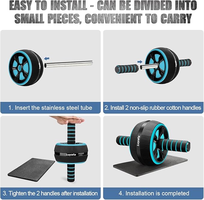 Ab Roller Wheel, 10-In-1 Ab Exercise Wheels Kit with Resistance Bands, Knee Mat, Jump Rope, Push-Up