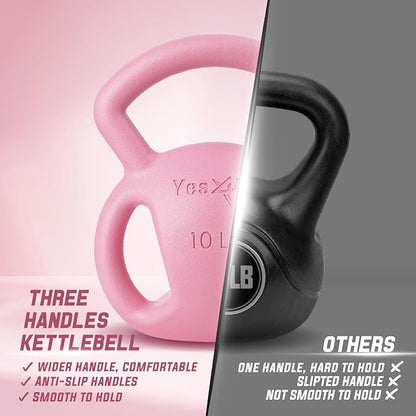 Yes4All Kettlebell, Strength Training Kettlebells for Women, Wide Multi-grip Textured Handle for
