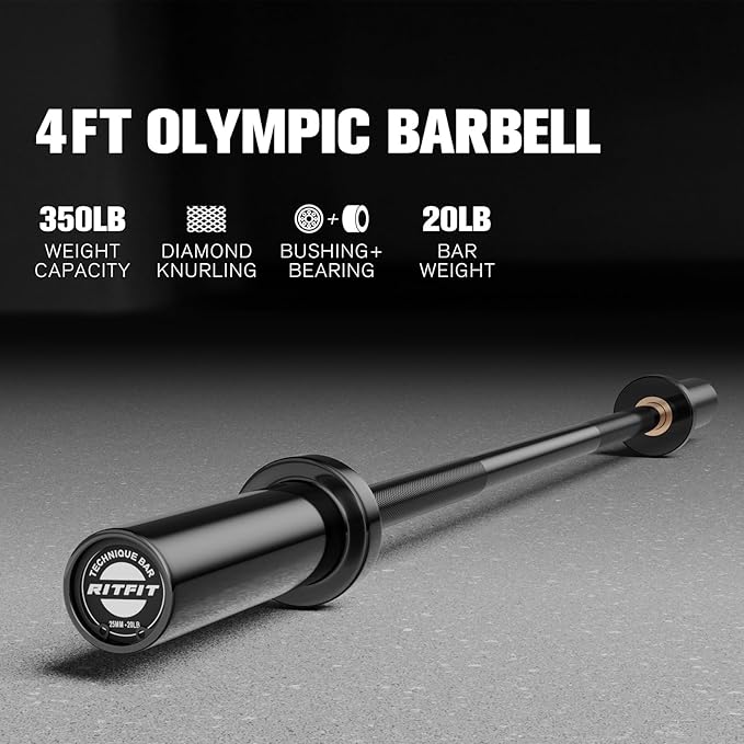 RITFIT Olympic Barbell 4ft/4.8ft/6ft - 2 Inch Weight Bar for Strength Training, Weightlifting