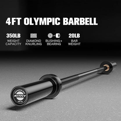 RITFIT Olympic Barbell 4ft/4.8ft/6ft - 2 Inch Weight Bar for Strength Training, Weightlifting