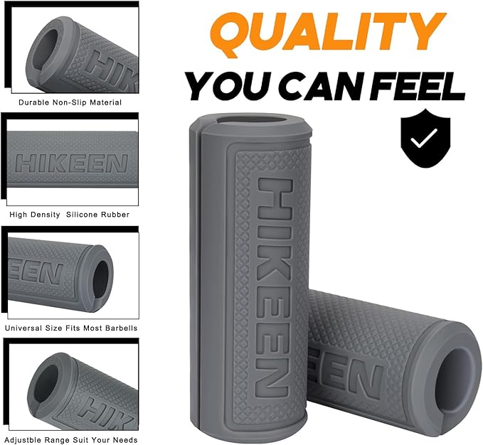 Hikeen Thick Bar Dumbbell Grips,Non Slip Hard Rubber Barbell Grips,Grips for Weight Lifting, Muscle