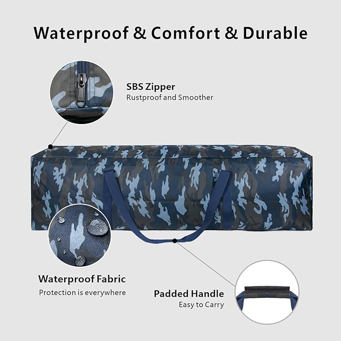 TOPDesign 46 Inch Extra Large Zippered Duffel Bag for Travel Camping Sports Equipment Storage
